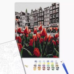   Tulipánok Amszterdamban - Számfestő készlet kereten 40x50
