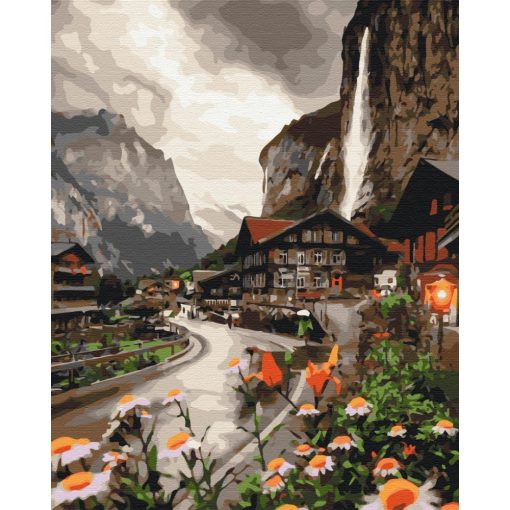 Svájci városka - Számfestő készlet kereten 40x50