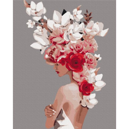 Virágos korona - Számfestő készlet kereten 40x50