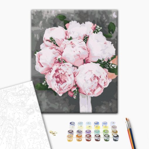 Pünkösdi rózsa a menyasszonynak - Számfestő készlet kereten 40x50