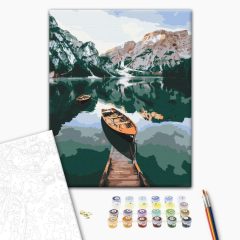   Boot auf dem Spiegelsee - Malen-nach-Zahlen-Set auf Keilrahmen 40x50