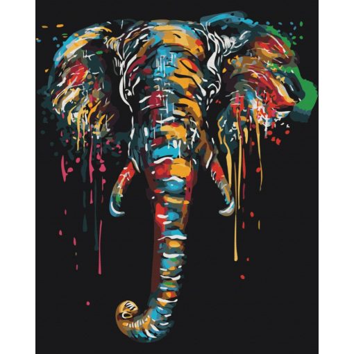 Festett elefánt - Számfestő készlet kereten 40x50