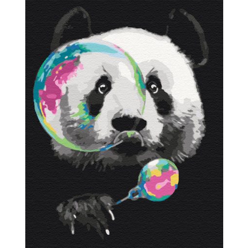 Panda, buborékkal - Számfestő készlet kereten 40x50_