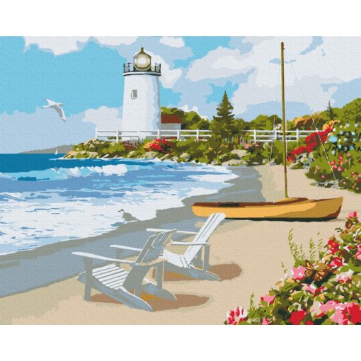 Világítótorony a partról - Számfestő készlet kereten 40x50
