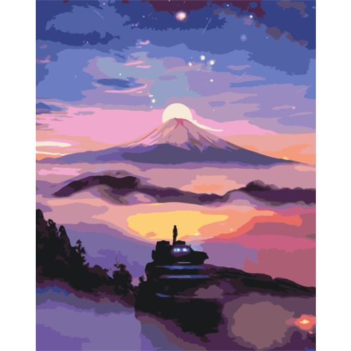 Lila naplemente - Számfestő készlet kereten 40x50