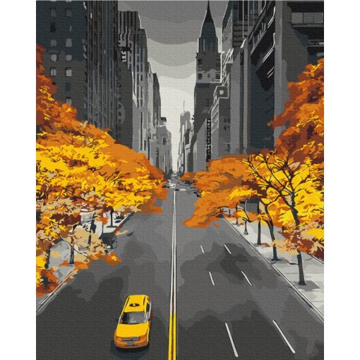 Ősz New Yorkban - Számfestő készlet kereten 40x50
