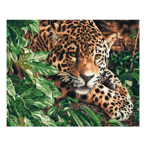 Smaragd szemű leopárd - Számfestő készlet kereten 40x50_