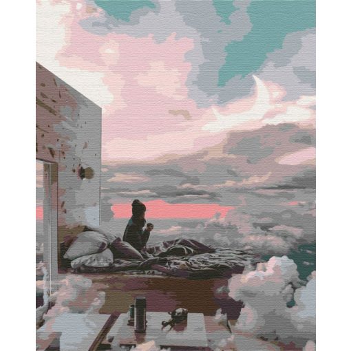 Otthon a felhők között - Számfestő készlet kereten 40x50