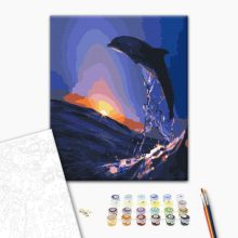 Delfin a naplementében - Számfestő készlet kereten 40x50