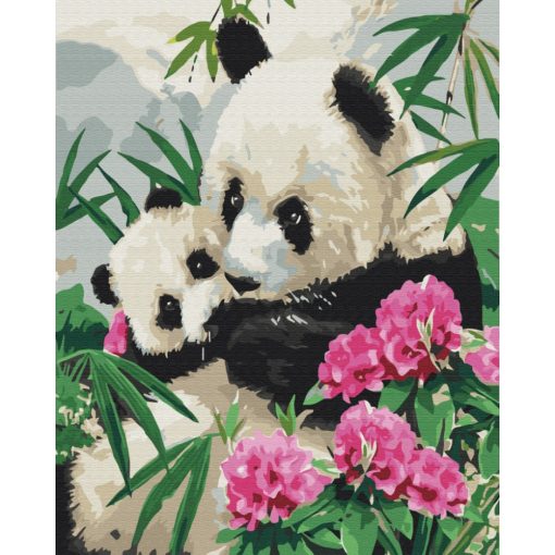 Panda mama a kölykével - Számfestő készlet kereten 40x50_
