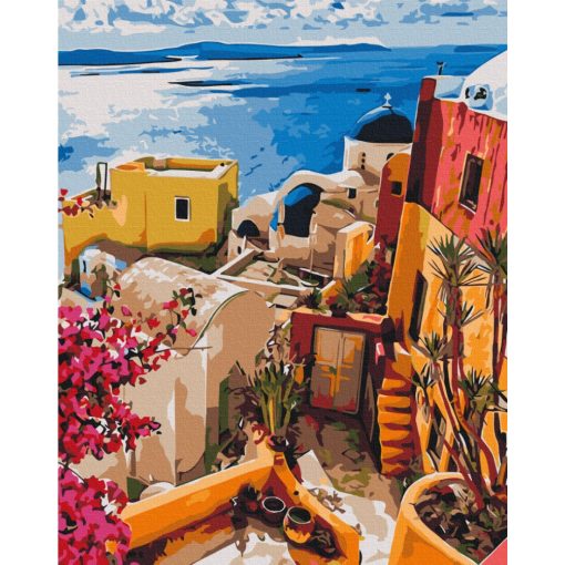 Színpompás Görögország - Számfestő készlet kereten 40x50_