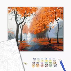 Sárga leveles út - Számfestő készlet kereten 40x50