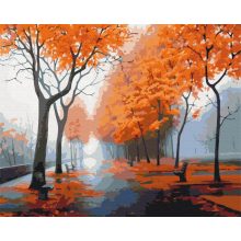 Sárga leveles út - Számfestő készlet kereten 40x50
