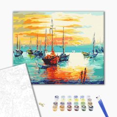  Naplemente a kikötőben - Számfestő készlet kereten 40x50