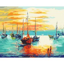 Naplemente a kikötőben - Számfestő készlet kereten 40x50