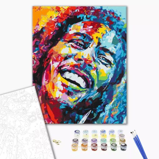 Bob Marley pop-art portré - Számfestő készlet kereten 40X50