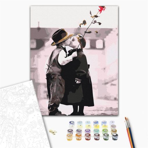 Első csók - Számfestő készlet kereten 40x50