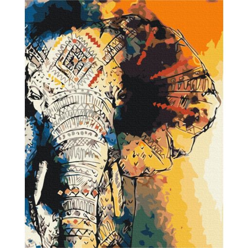 Indiai elefánt - Számfestő készlet kereten 40x50_