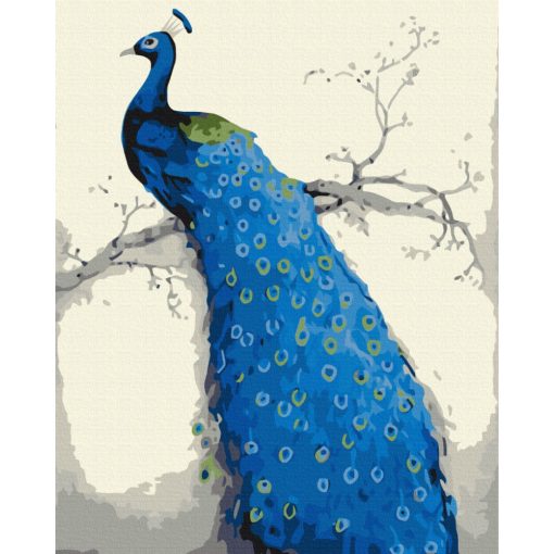 Kék páva - Számfestő készlet kereten 40x50