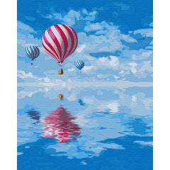   Hőlégballonok tükörképe - Számfestő készlet kereten 40x50