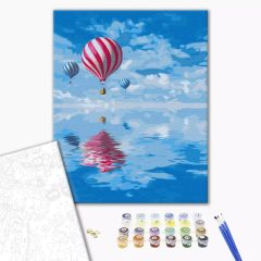   Hőlégballonok tükörképe - Számfestő készlet kereten 40x50