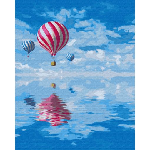 Hőlégballonok tükörképe - Számfestő készlet kereten 40x50