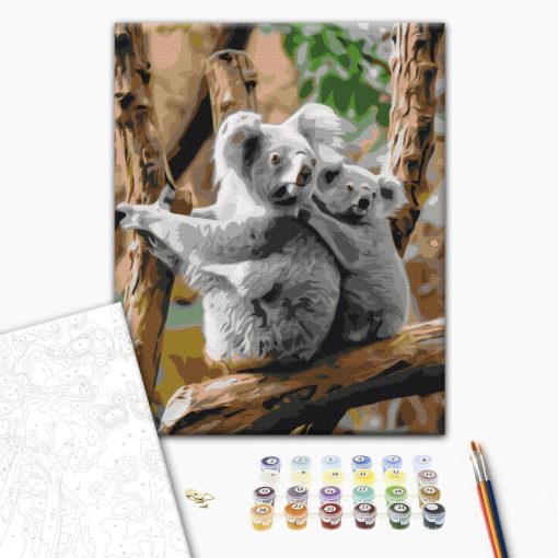 Koala-Familie - Malen-nach-Zahlen-Set auf Keilrahmen 40x50