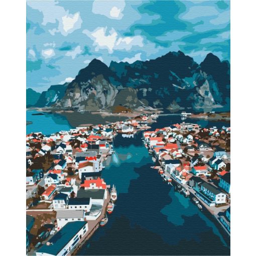 Norvég fjordok - Számfestő készlet kereten 40x50_
