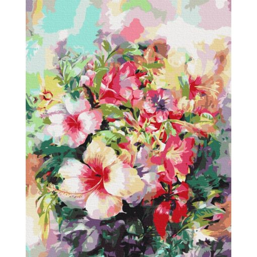 Színpompás virágok - Számfestő készlet kereten 40x50
