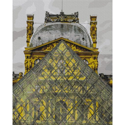 Louvre üvegpiramis - Számfestő készlet kereten 40x50
