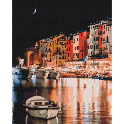 Éjjeli fények Olaszországban - Számfestő készlet kereten 40x50_
