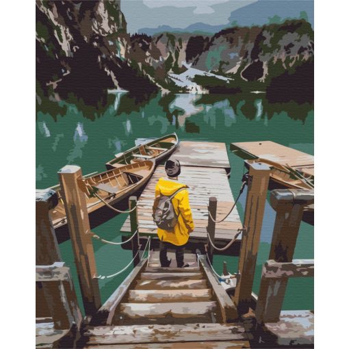 Utazás a Braies-tóhoz -  Számfestő készlet kereten 40x50