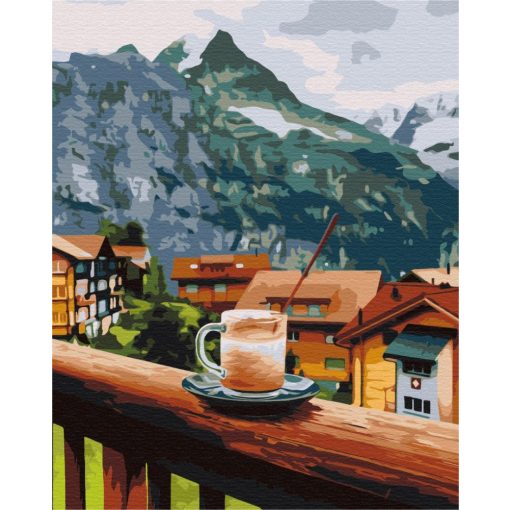 Cappuccino a hegyekben - Számfestő készlet kereten 40x50_