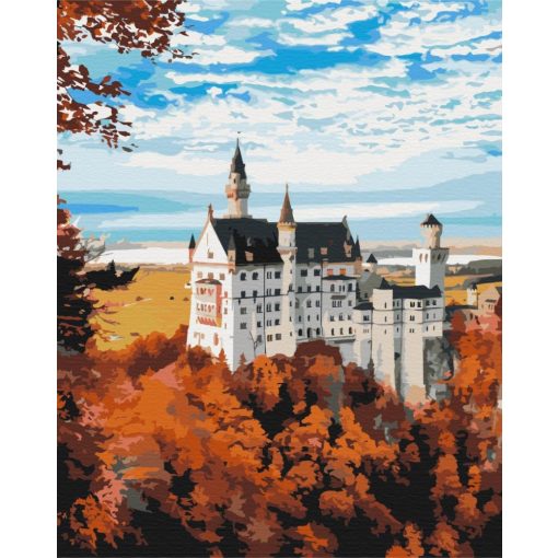Neuschwanstein ősszel - Számfestő készlet kereten 40x50
