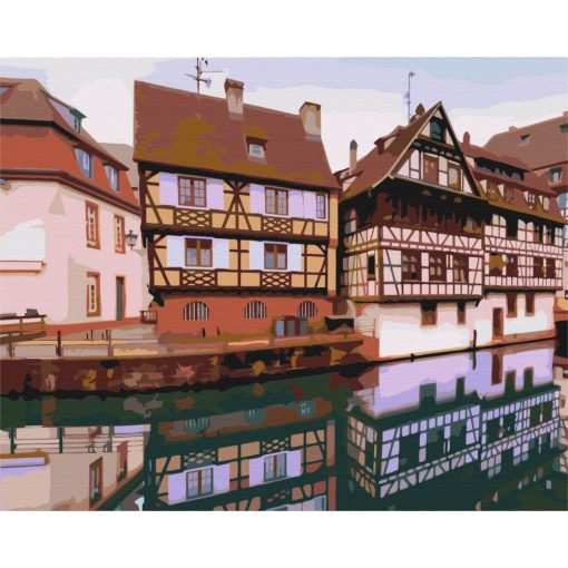 Strasbourg-i látkép - Számfestő készlet kereten 40x50