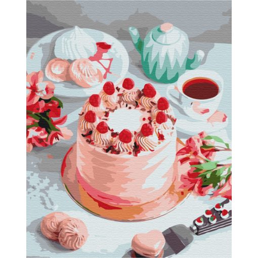 Pink desszert - Számfestő készlet kereten 40x50