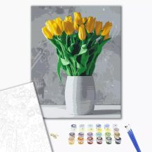 Sárga tulipán csokor - Számfestő készlet kereten 40x50