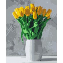 Sárga tulipán csokor - Számfestő készlet kereten 40x50