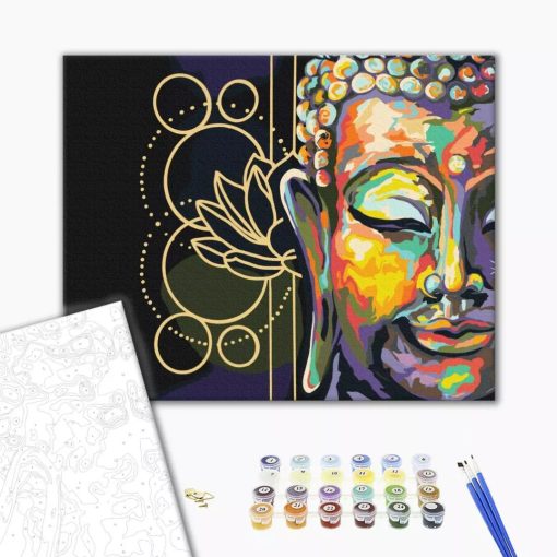 Buddha motívuma - Számfestő készlet kereten 40x50
