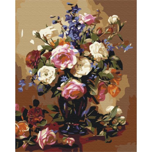 Tündöklő virágcsokor - Számfestő készlet kereten 40x50