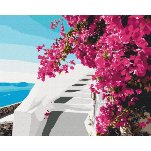 Santorini virágai - Számfestő készlet kereten 40x50_