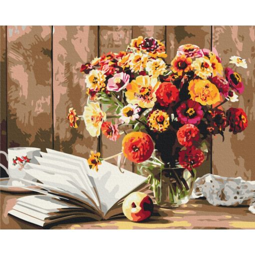 Könyv virággal - Számfestő készlet kereten 40x50_
