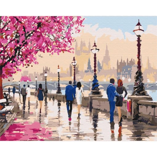 Romantikus séta Londonban - Számfestő készlet kereten 40x50_