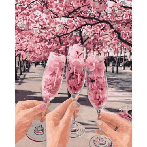 Tavasz a poharakban - Számfestő készlet kereten 40x50