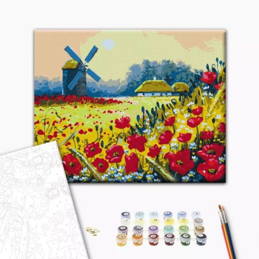 Pipacs mező - Számfestő készlet kereten 40x50