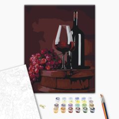   Ein Glas Rotwein - Malen-nach-Zahlen-Set auf Keilrahmen 40x50