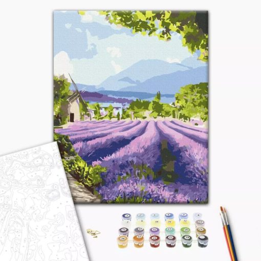 Levendulamező Provence-ban - Számfestő készlet kereten 40X50
