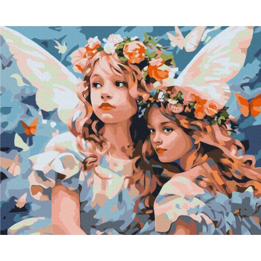 Fejdíszes angyalok - Számfestő készlet kereten 40x50