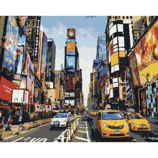 Élet a Time Square-en - Számfestő készlet kereten 40x50