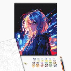 Cyberpunk álom - Számfestő készlet kereten 40x50
